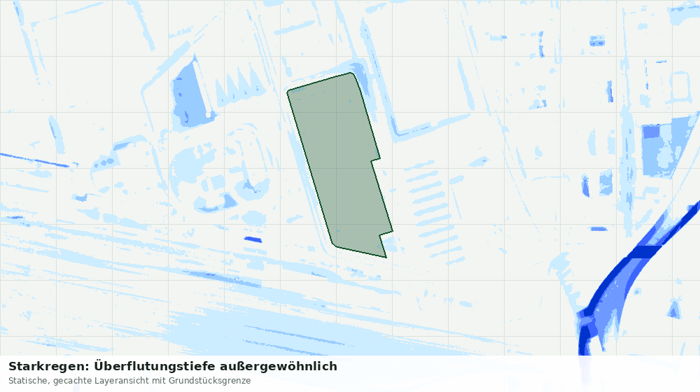 Statische Kartenansicht: Starkregen: Überflutungstiefe außergewöhnlich