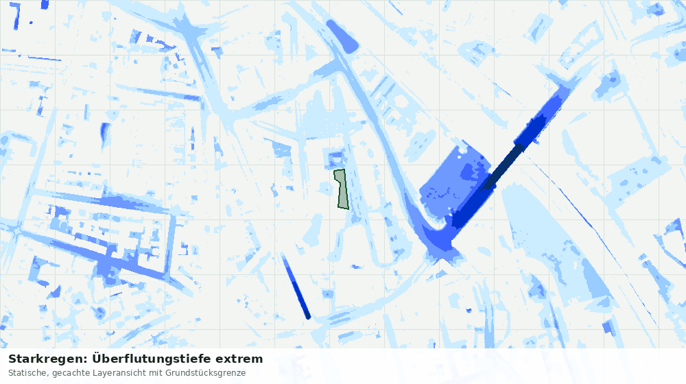 Statische Kartenansicht: Starkregen: Überflutungstiefe extrem