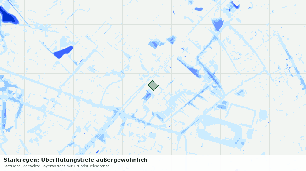 Statische Kartenansicht: Starkregen: Überflutungstiefe außergewöhnlich
