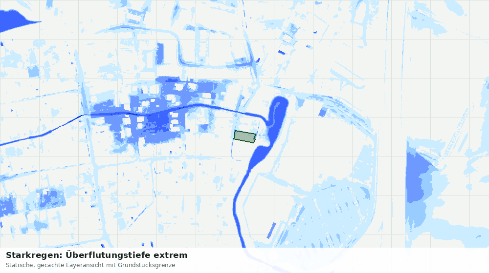 Statische Kartenansicht: Starkregen: Überflutungstiefe extrem