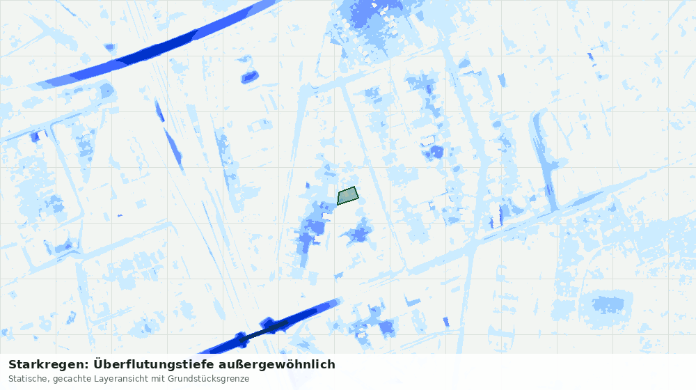 Statische Kartenansicht: Starkregen: Überflutungstiefe außergewöhnlich