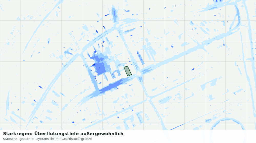 Statische Kartenansicht: Starkregen: Überflutungstiefe außergewöhnlich