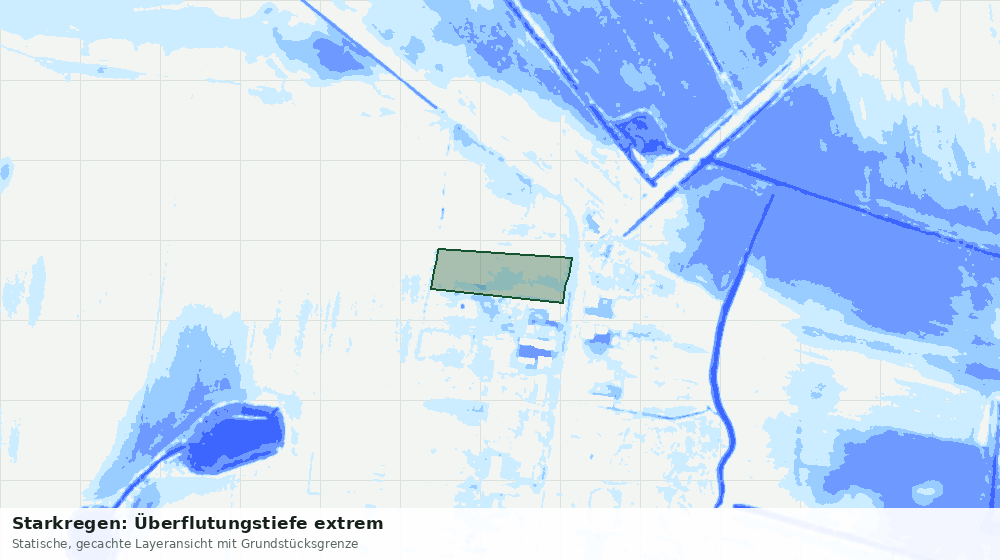 Statische Kartenansicht: Starkregen: Überflutungstiefe extrem
