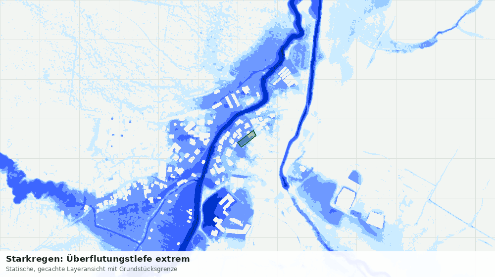 Statische Kartenansicht: Starkregen: Überflutungstiefe extrem