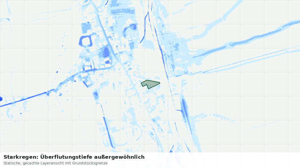 Statische Kartenansicht: Starkregen: Überflutungstiefe außergewöhnlich