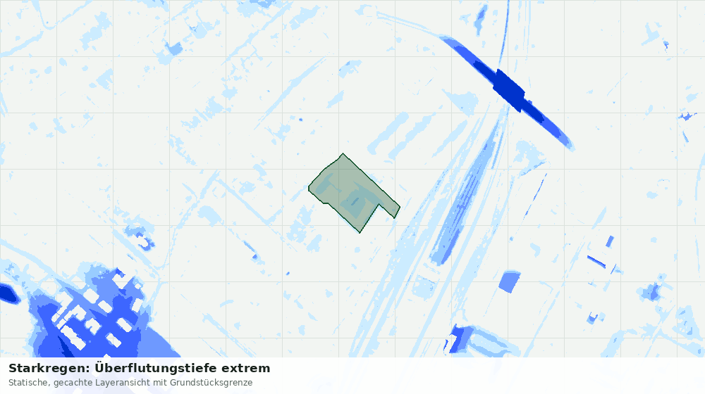 Statische Kartenansicht: Starkregen: Überflutungstiefe extrem