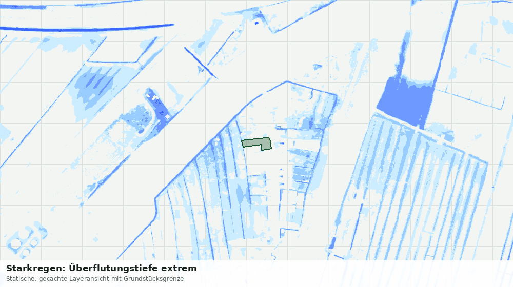 Statische Kartenansicht: Starkregen: Überflutungstiefe extrem