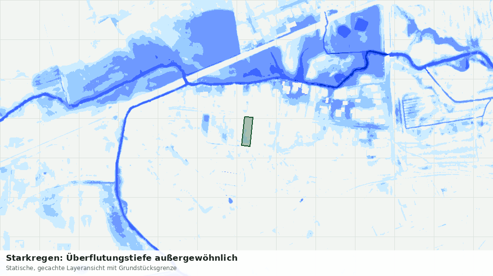 Statische Kartenansicht: Starkregen: Überflutungstiefe außergewöhnlich