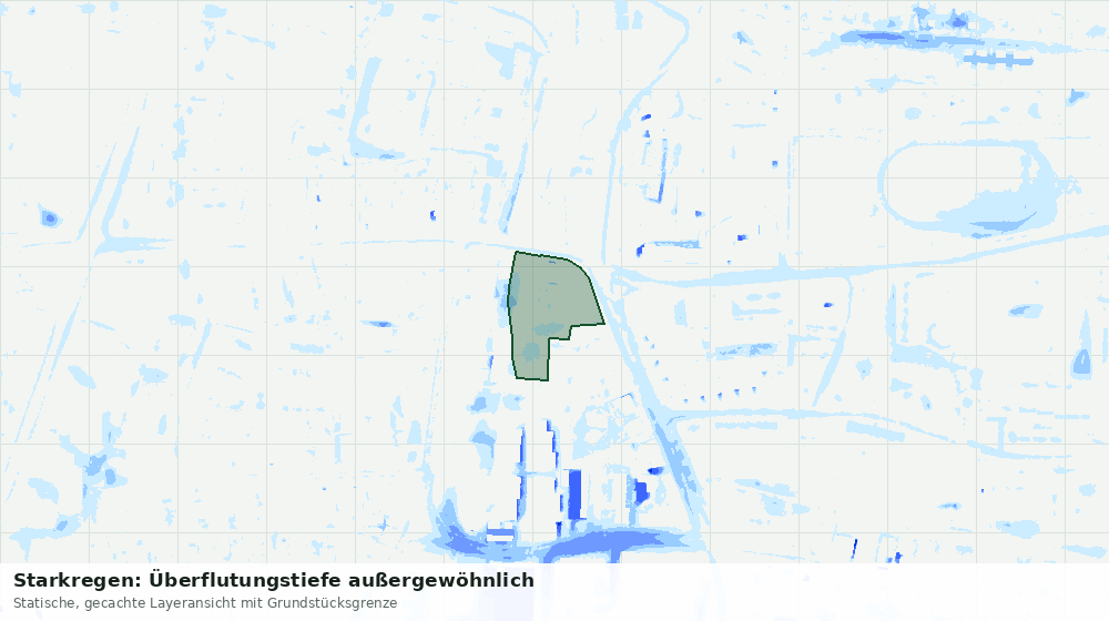Statische Kartenansicht: Starkregen: Überflutungstiefe außergewöhnlich