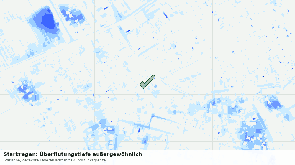 Statische Kartenansicht: Starkregen: Überflutungstiefe außergewöhnlich