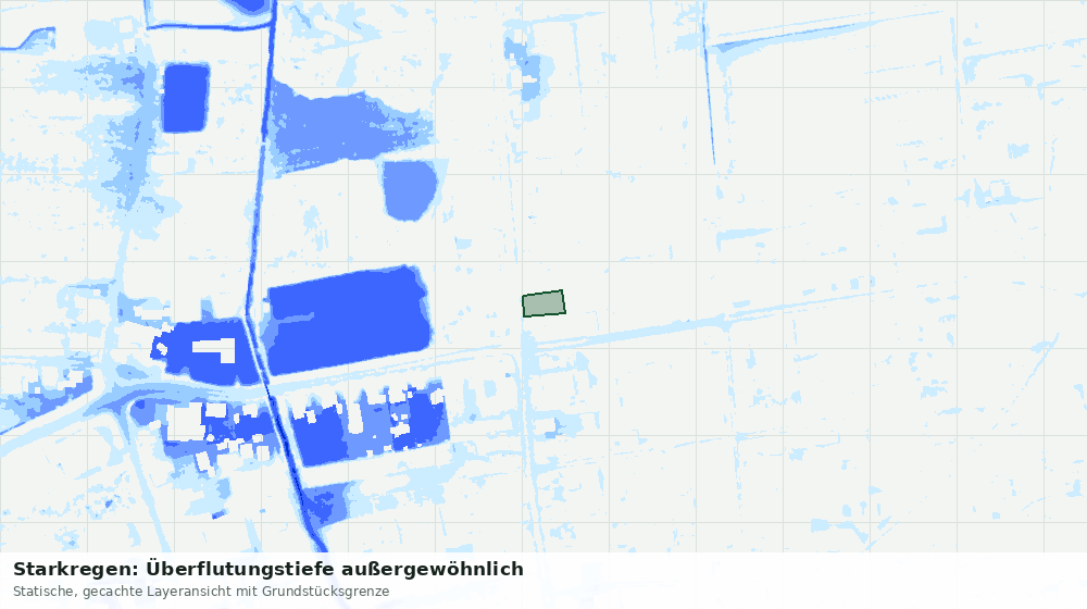 Statische Kartenansicht: Starkregen: Überflutungstiefe außergewöhnlich
