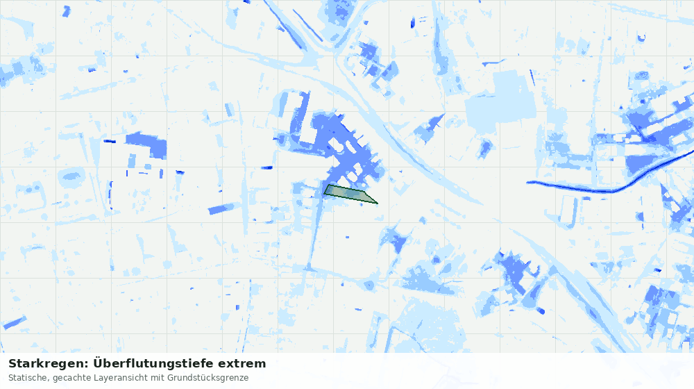 Statische Kartenansicht: Starkregen: Überflutungstiefe extrem