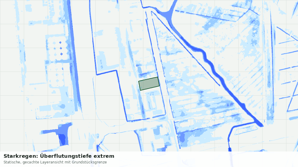Statische Kartenansicht: Starkregen: Überflutungstiefe extrem