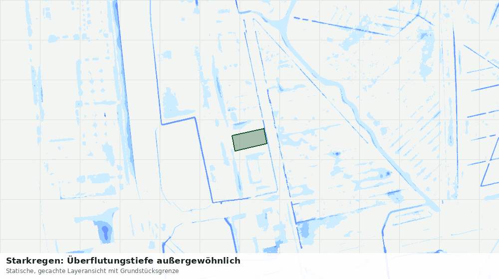 Statische Kartenansicht: Starkregen: Überflutungstiefe außergewöhnlich