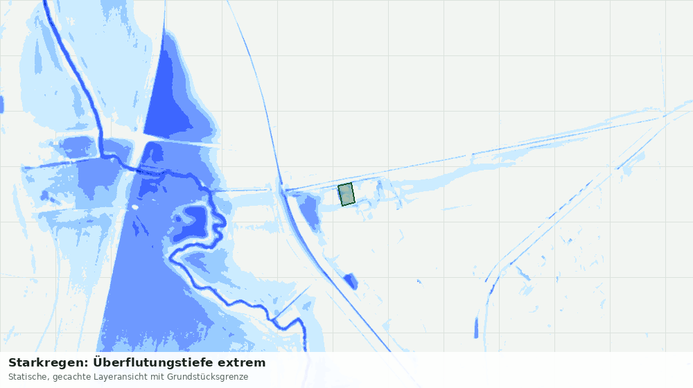 Statische Kartenansicht: Starkregen: Überflutungstiefe extrem