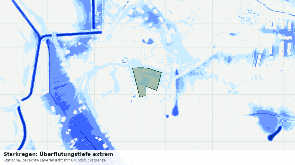 Statische Kartenansicht: Starkregen: Überflutungstiefe extrem