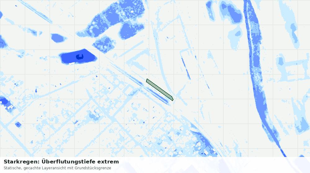Statische Kartenansicht: Starkregen: Überflutungstiefe extrem