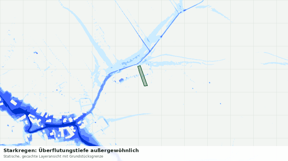 Statische Kartenansicht: Starkregen: Überflutungstiefe außergewöhnlich