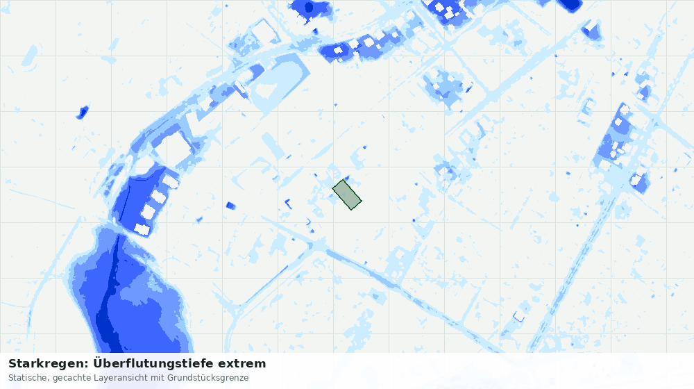Statische Kartenansicht: Starkregen: Überflutungstiefe extrem