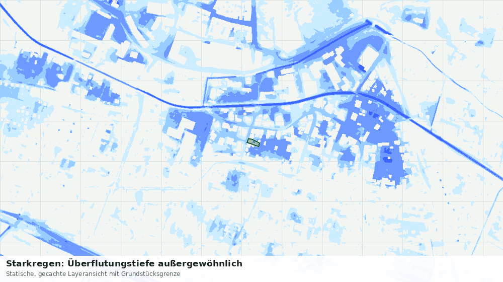 Statische Kartenansicht: Starkregen: Überflutungstiefe außergewöhnlich
