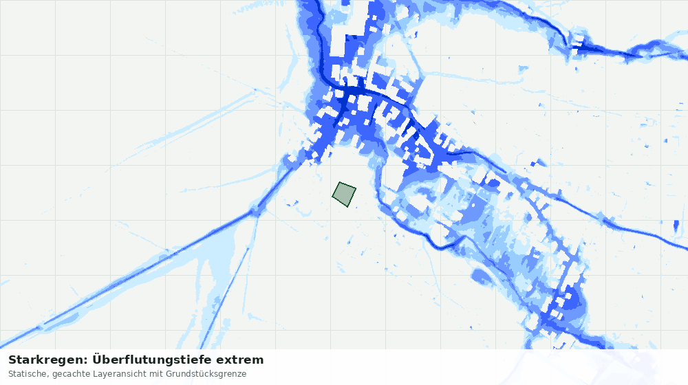 Statische Kartenansicht: Starkregen: Überflutungstiefe extrem