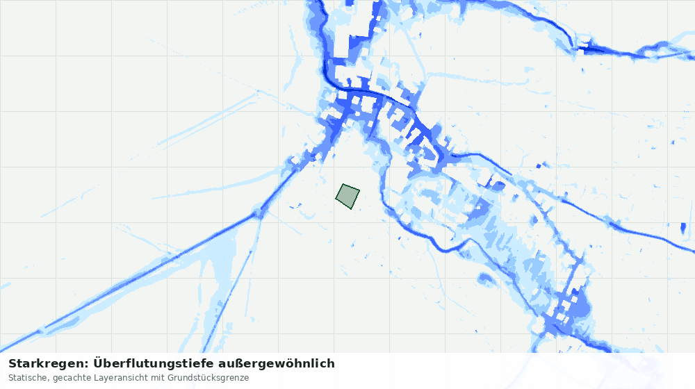 Statische Kartenansicht: Starkregen: Überflutungstiefe außergewöhnlich