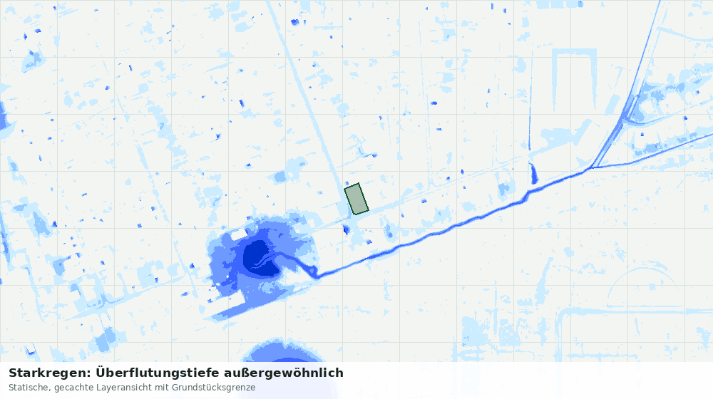 Statische Kartenansicht: Starkregen: Überflutungstiefe außergewöhnlich