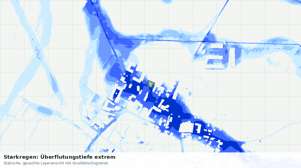 Statische Kartenansicht: Starkregen: Überflutungstiefe extrem