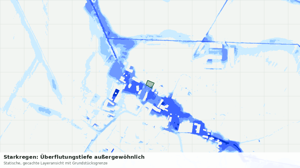 Statische Kartenansicht: Starkregen: Überflutungstiefe außergewöhnlich