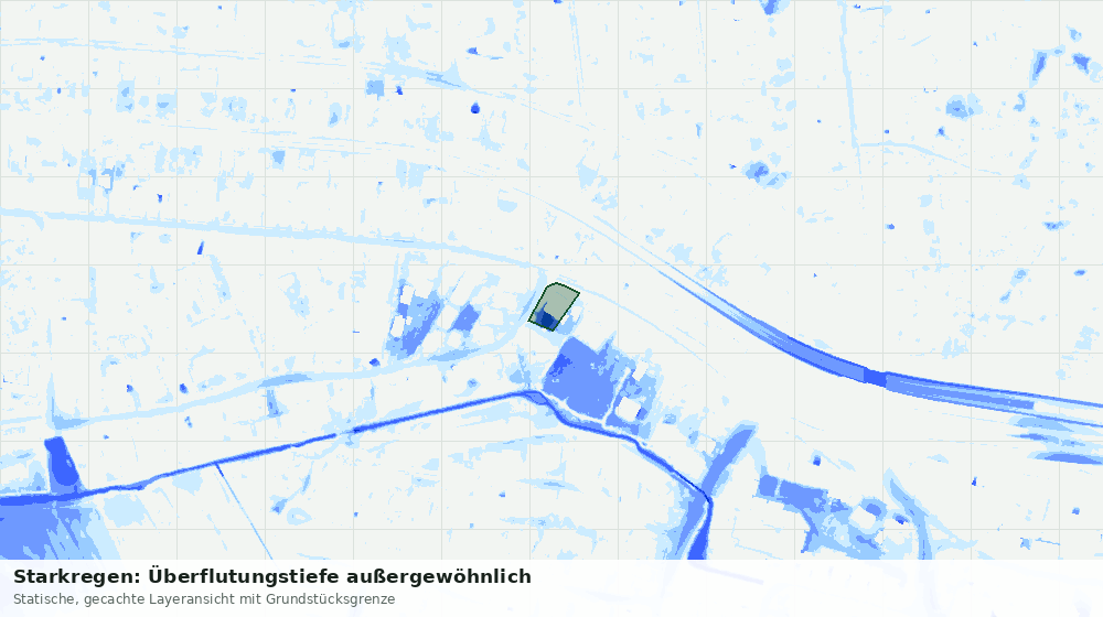 Statische Kartenansicht: Starkregen: Überflutungstiefe außergewöhnlich
