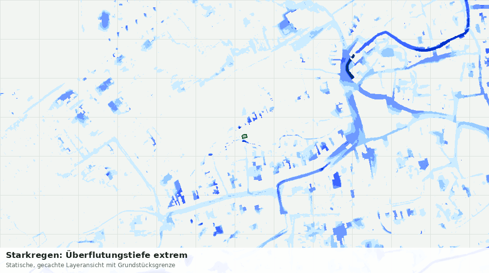 Statische Kartenansicht: Starkregen: Überflutungstiefe extrem