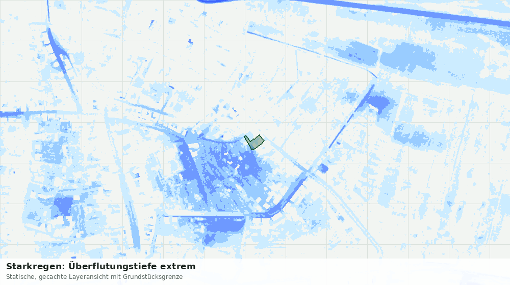 Statische Kartenansicht: Starkregen: Überflutungstiefe extrem