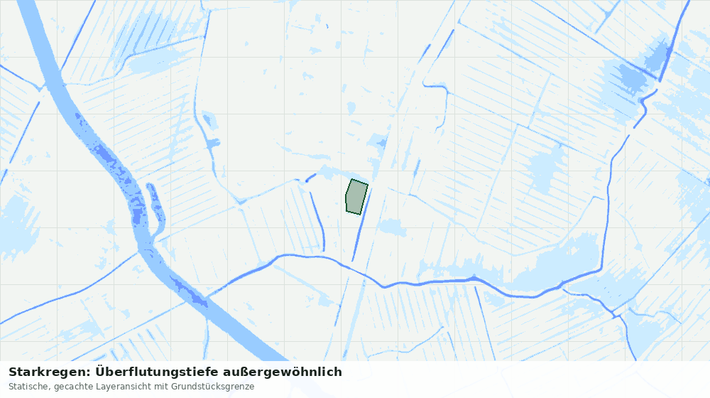 Statische Kartenansicht: Starkregen: Überflutungstiefe außergewöhnlich