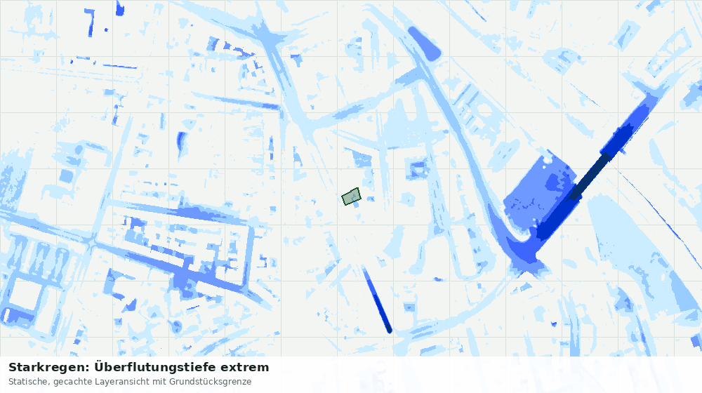 Statische Kartenansicht: Starkregen: Überflutungstiefe extrem