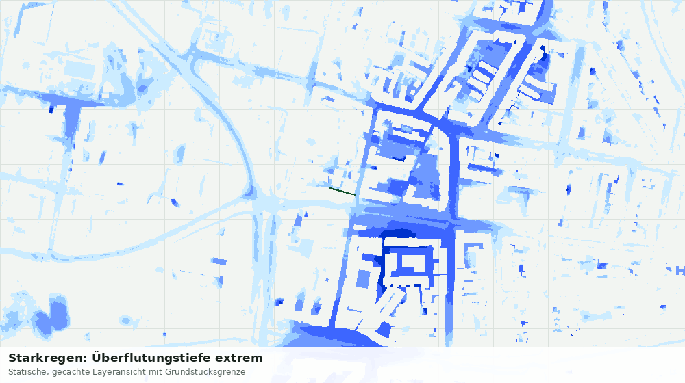 Statische Kartenansicht: Starkregen: Überflutungstiefe extrem