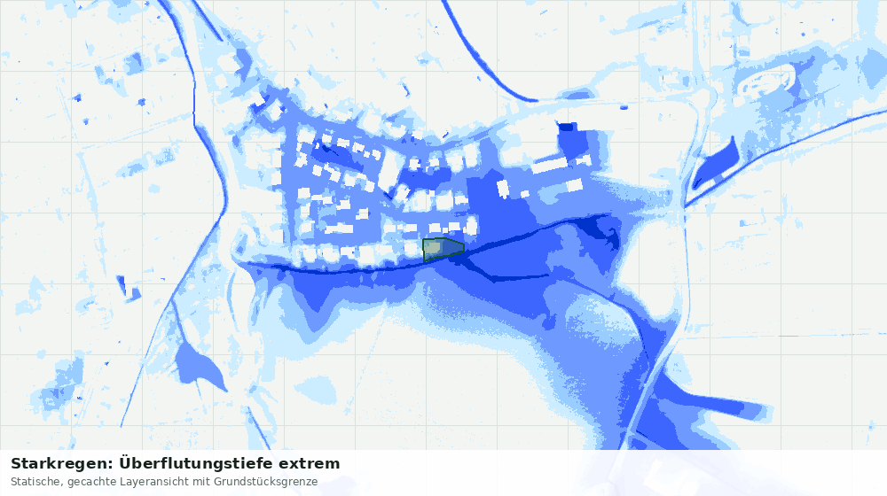 Statische Kartenansicht: Starkregen: Überflutungstiefe extrem