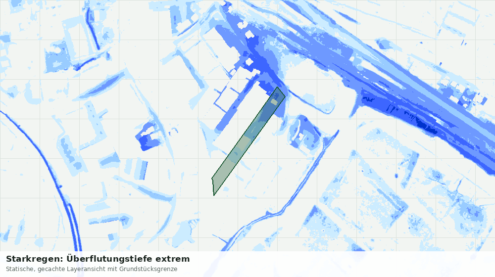 Statische Kartenansicht: Starkregen: Überflutungstiefe extrem