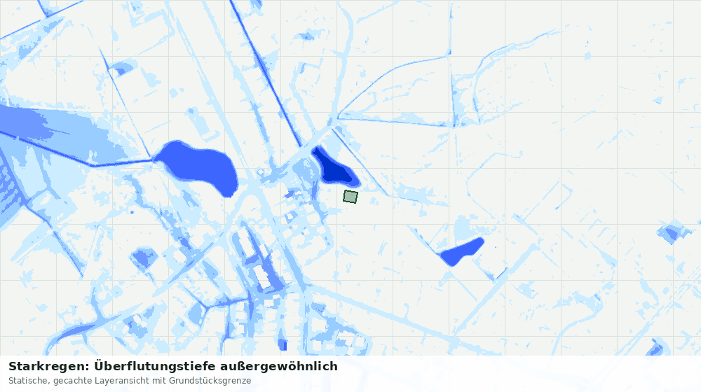 Statische Kartenansicht: Starkregen: Überflutungstiefe außergewöhnlich