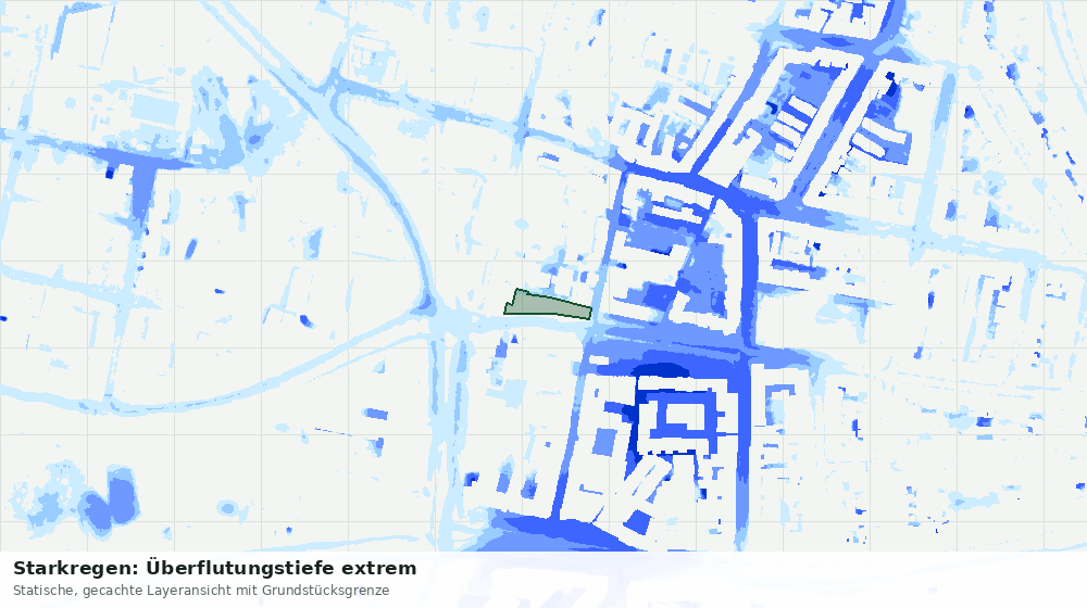 Statische Kartenansicht: Starkregen: Überflutungstiefe extrem