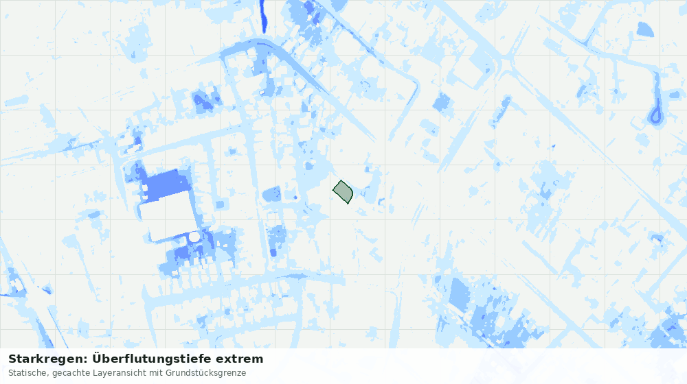 Statische Kartenansicht: Starkregen: Überflutungstiefe extrem