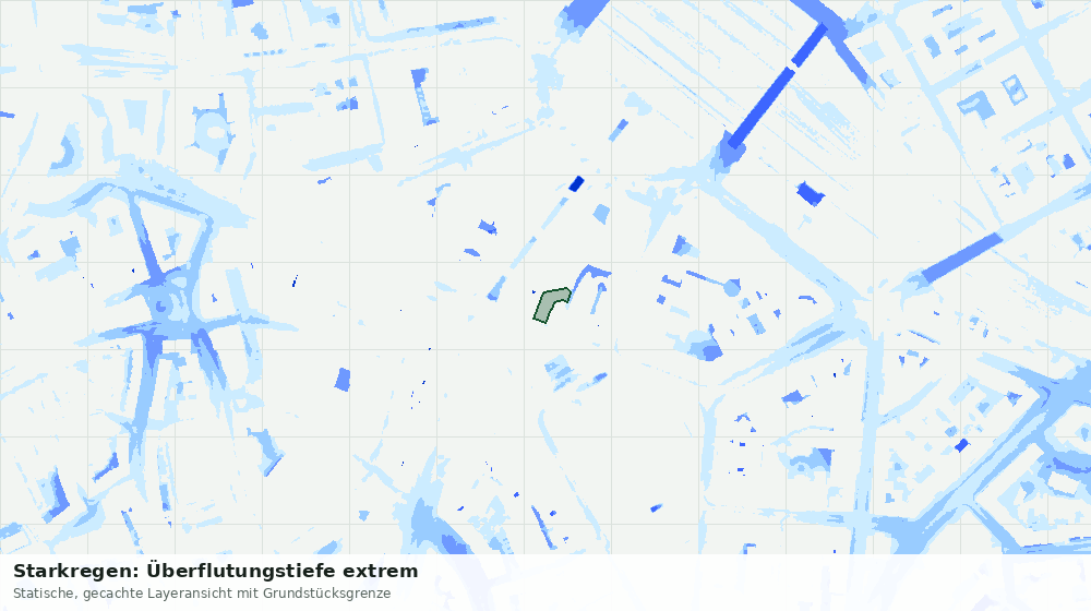 Statische Kartenansicht: Starkregen: Überflutungstiefe extrem