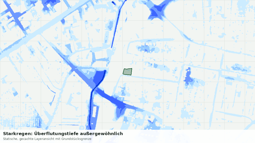 Statische Kartenansicht: Starkregen: Überflutungstiefe außergewöhnlich