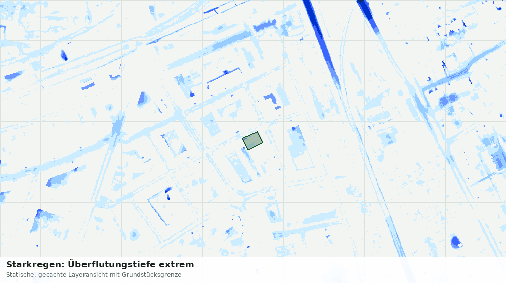 Statische Kartenansicht: Starkregen: Überflutungstiefe extrem