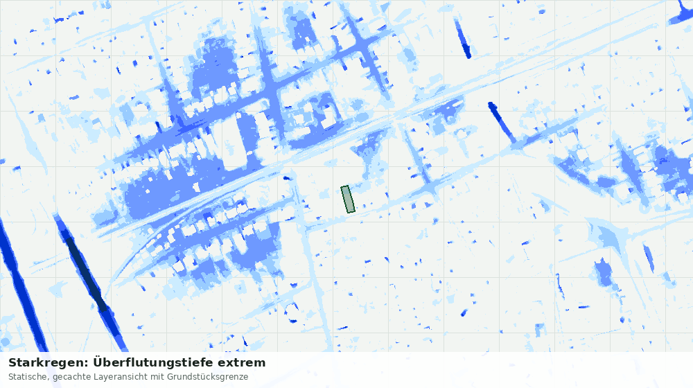 Statische Kartenansicht: Starkregen: Überflutungstiefe extrem