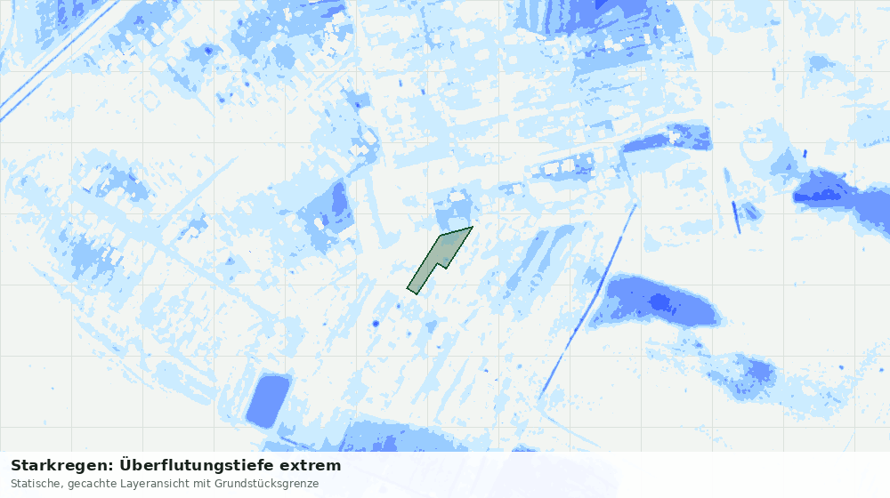 Statische Kartenansicht: Starkregen: Überflutungstiefe extrem