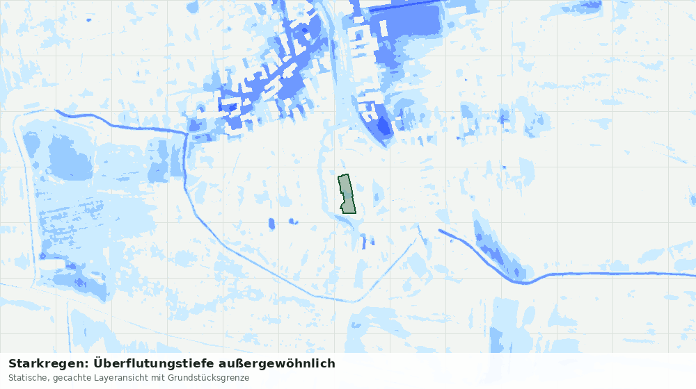 Statische Kartenansicht: Starkregen: Überflutungstiefe außergewöhnlich