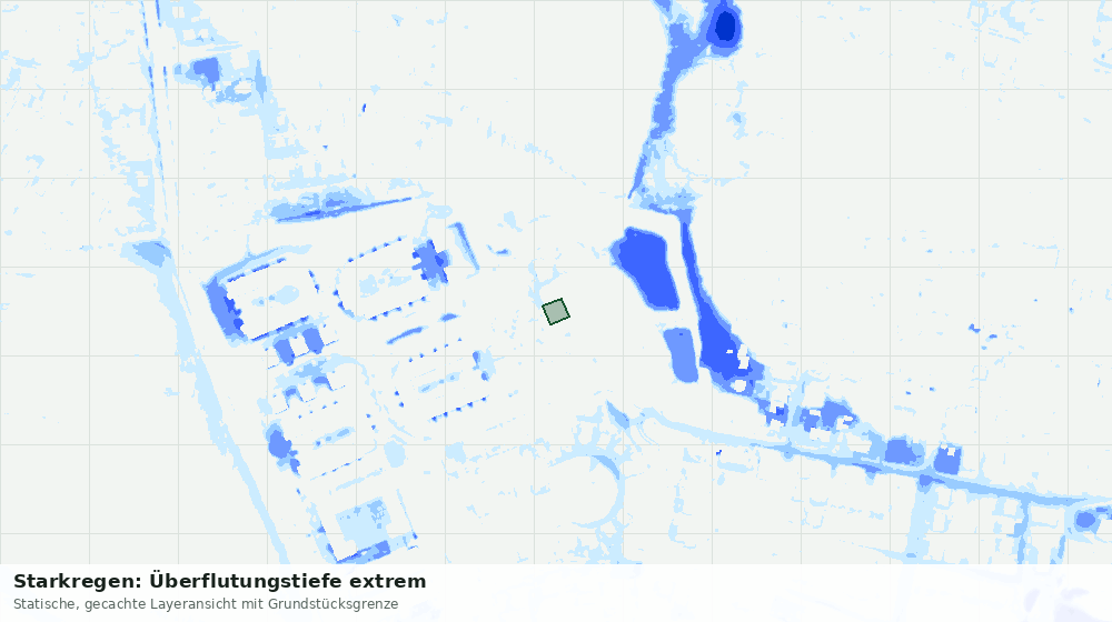Statische Kartenansicht: Starkregen: Überflutungstiefe extrem