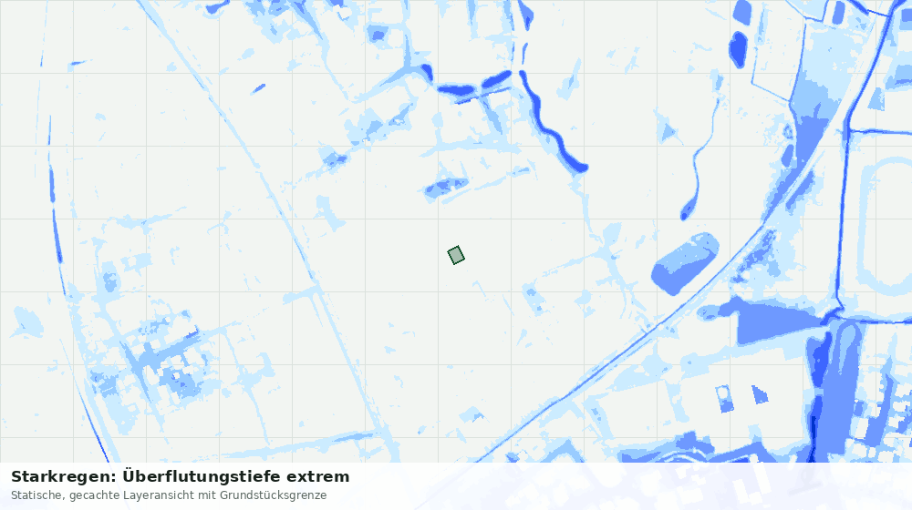Statische Kartenansicht: Starkregen: Überflutungstiefe extrem