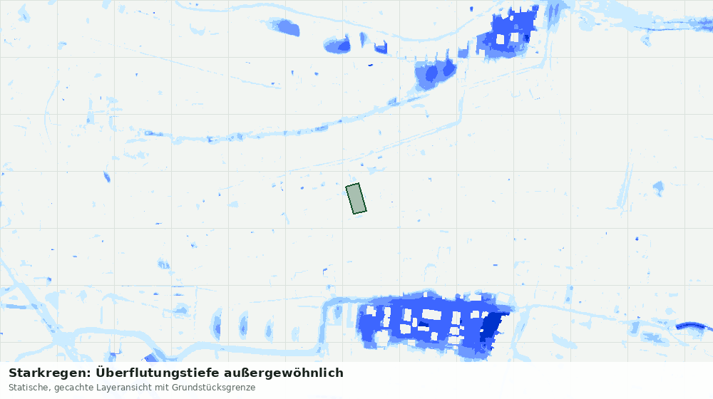 Statische Kartenansicht: Starkregen: Überflutungstiefe außergewöhnlich