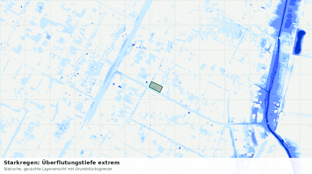 Statische Kartenansicht: Starkregen: Überflutungstiefe extrem